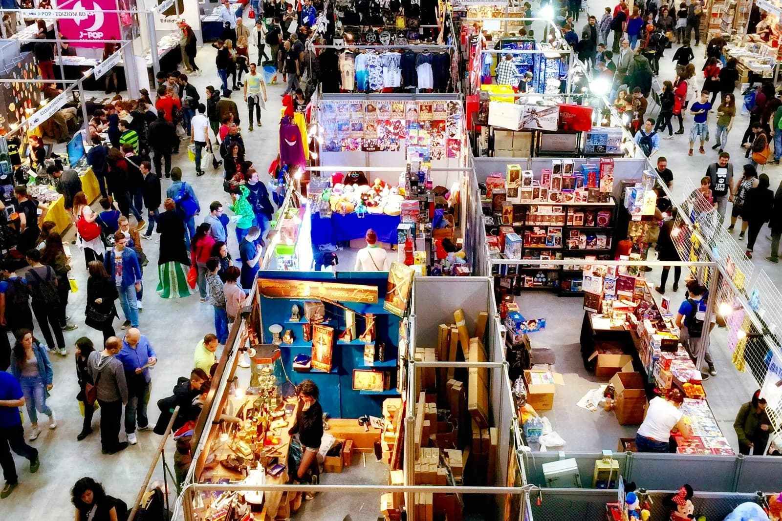 A consumer expo floor seen from above